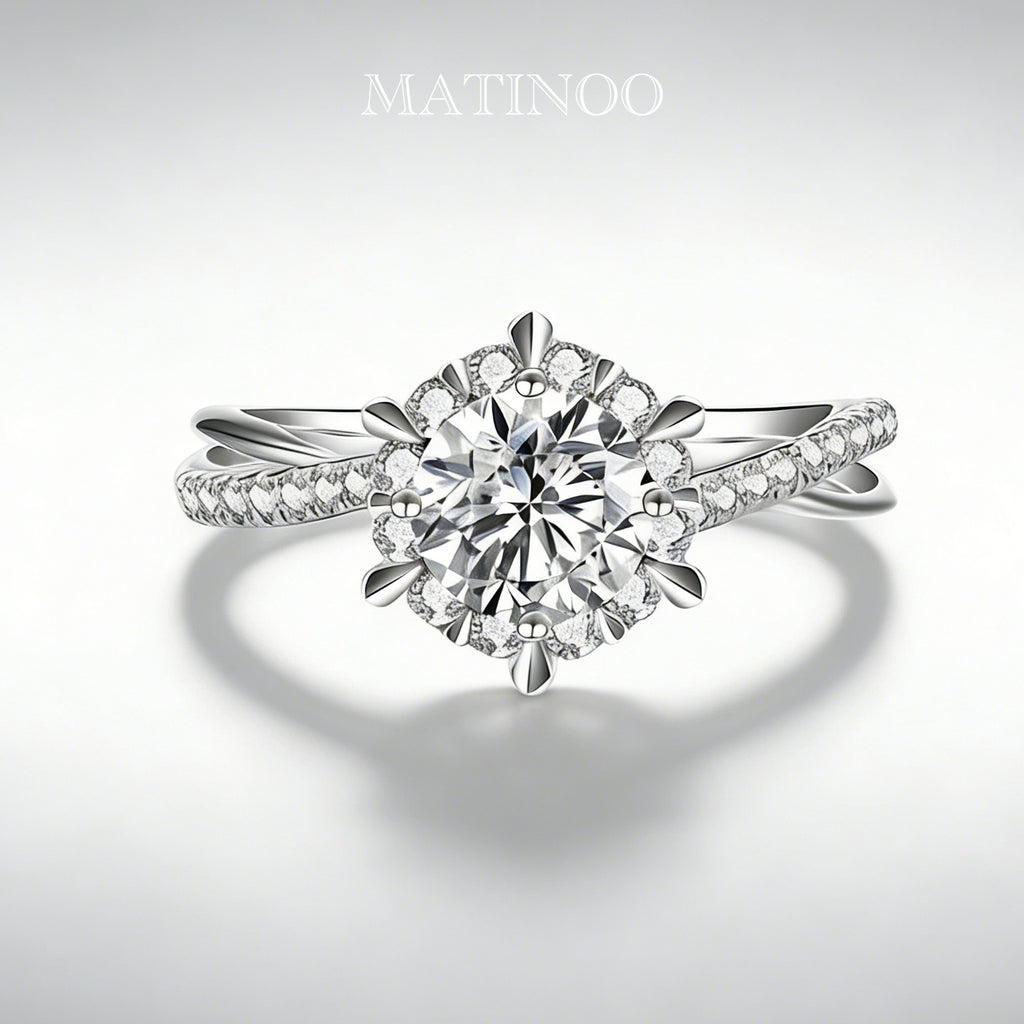 Intertwined Six-Prong Engagement Ring in 18K White Gold