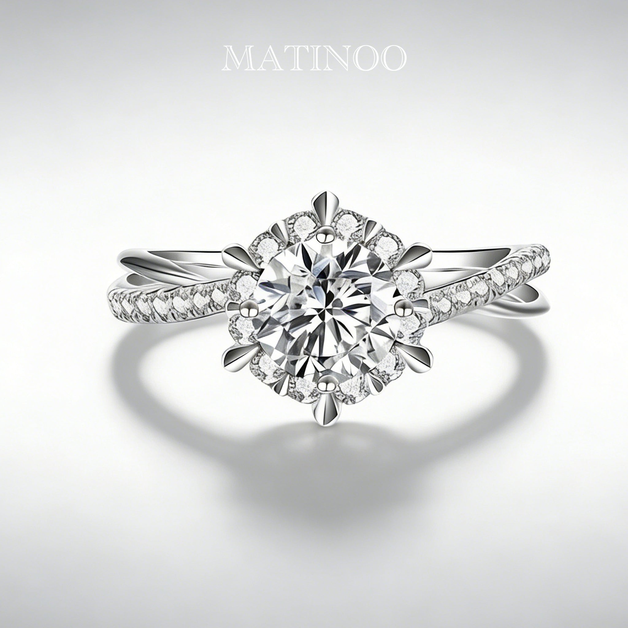 Intertwined Six-Prong Engagement Ring in 18K White Gold