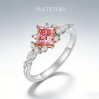 Princess Cut Side Stone Pink Lab Grown Diamond Engagement Ring