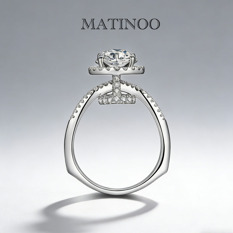 Lab grown diamond ring engagement ring 3D castle cluster ring