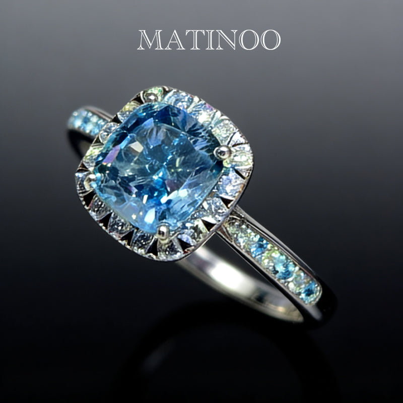 Lab-Grown Blue Diamond Ring & Lab Grown Cushion Cut Diamond Ring - For Proposal, Wedding and Daily Wear