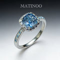 Lab-Grown Blue Diamond Ring & Lab Grown Cushion Cut Diamond Ring - For Proposal, Wedding and Daily Wear