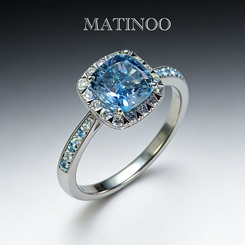 Lab-Grown Blue Diamond Ring & Lab Grown Cushion Cut Diamond Ring - For Proposal, Wedding and Daily Wear