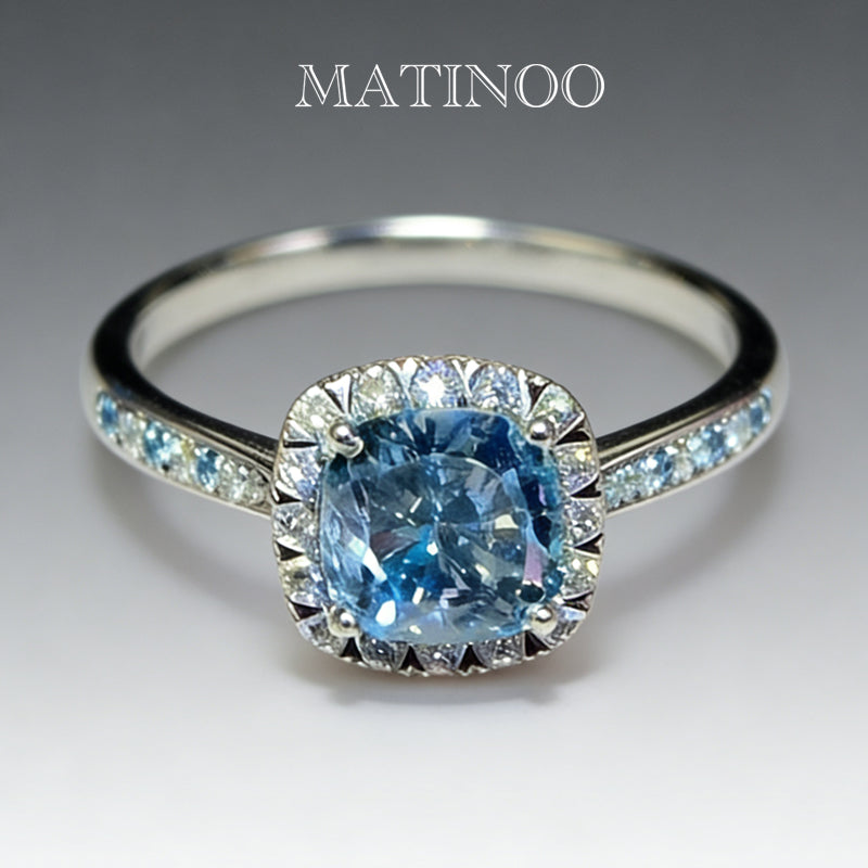 Lab-Grown Blue Diamond Ring & Lab Grown Cushion Cut Diamond Ring - For Proposal, Wedding and Daily Wear