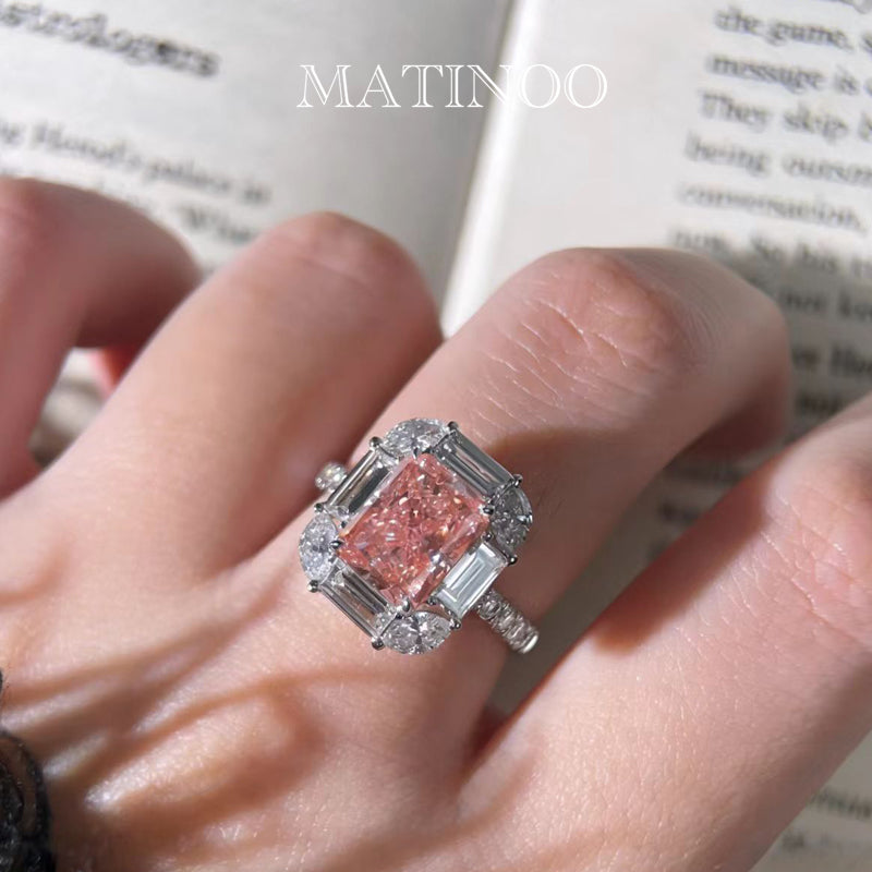 Lab Grown Pink Diamond Ring, Lab-Grown Radiant Cut Pink Diamond Ring – For Proposal, Wedding and Daily Wear