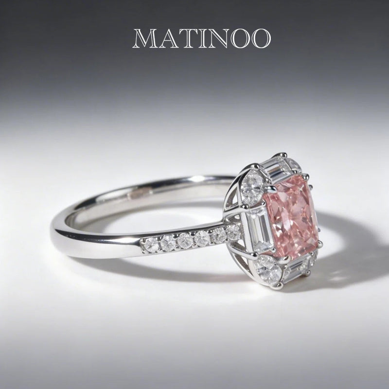 Lab Grown Pink Diamond Ring, Lab-Grown Radiant Cut Pink Diamond Ring – For Proposal, Wedding and Daily Wear
