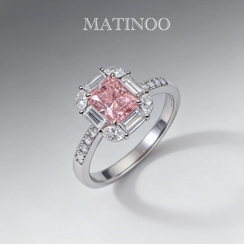 Lab Grown Pink Diamond Ring, Lab-Grown Radiant Cut Pink Diamond Ring – For Proposal, Wedding and Daily Wear