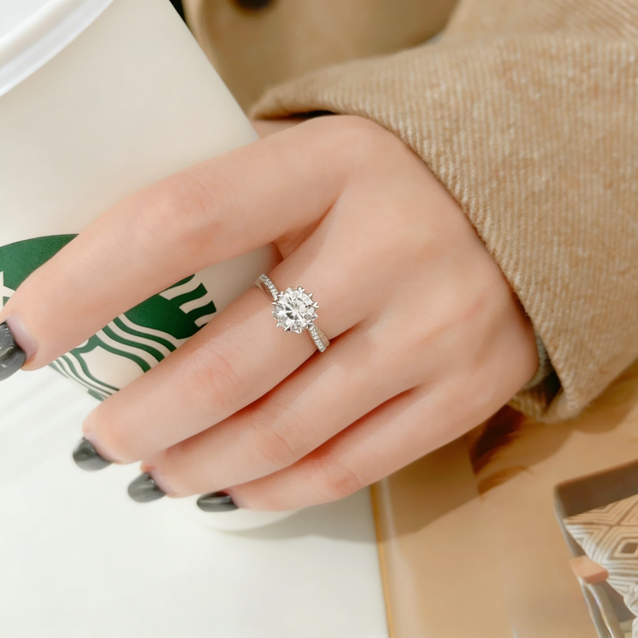 Snowflake Six-Prong Twisted Band Lab-Grown Diamond Engagement  Ring