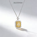 Yellow Emerald Cut Lab Grown Diamond Pendant - Halo Necklace