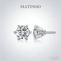 Solitaire Six Prong Lab Diamond Stud Earrings in Platinum