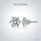 Solitaire Six Prong Lab Diamond Stud Earrings in Platinum