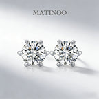 Solitaire Six Prong Lab Diamond Stud Earrings in Platinum