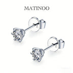 Solitaire Six Prong Lab Diamond Stud Earrings in Platinum
