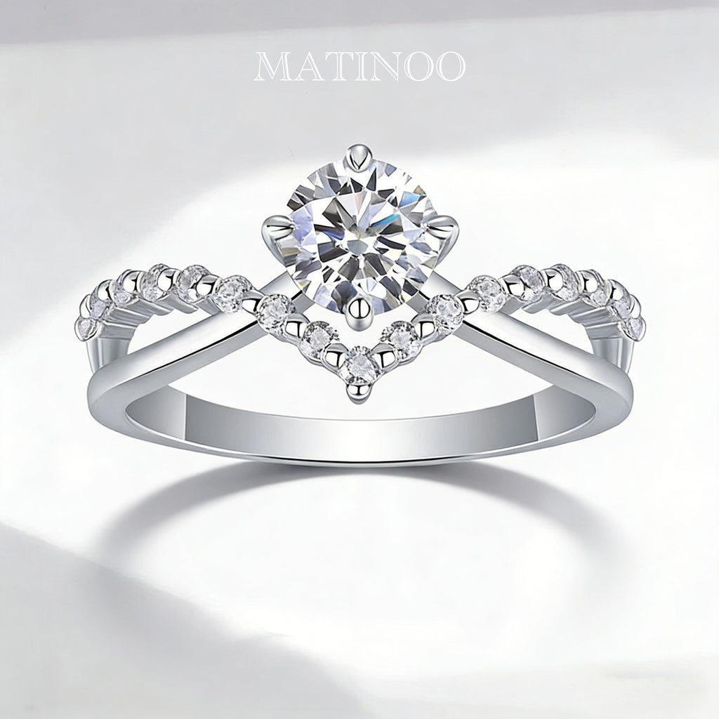V-Crown Lab Grown Diamond Engagement Ring Wedding Ring