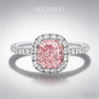 Cushion & Radiant Cut Lab Grown Pink Diamond Cluster Engagement Ring