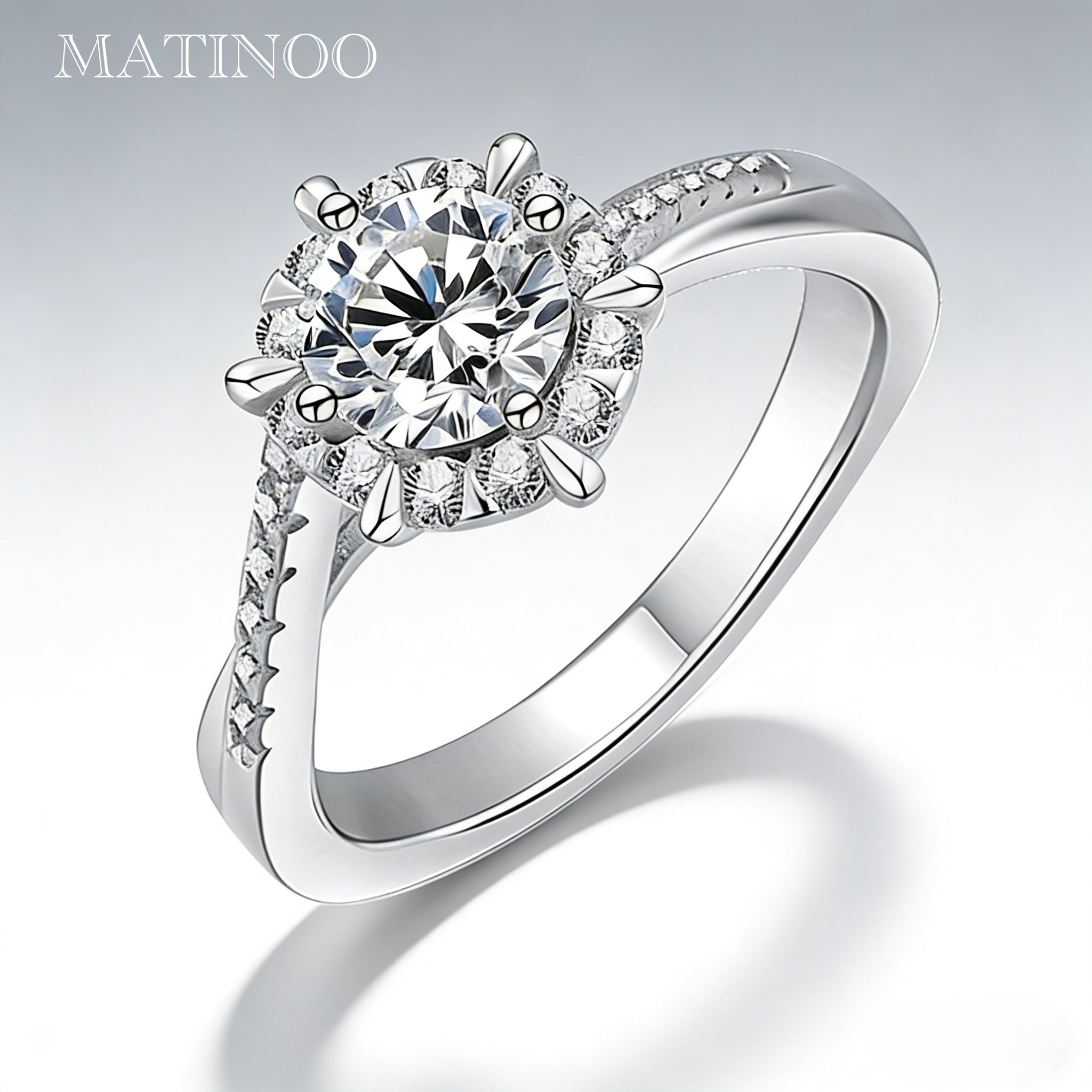 Intertwined Six-Prong Engagement Ring in 18K White Gold
