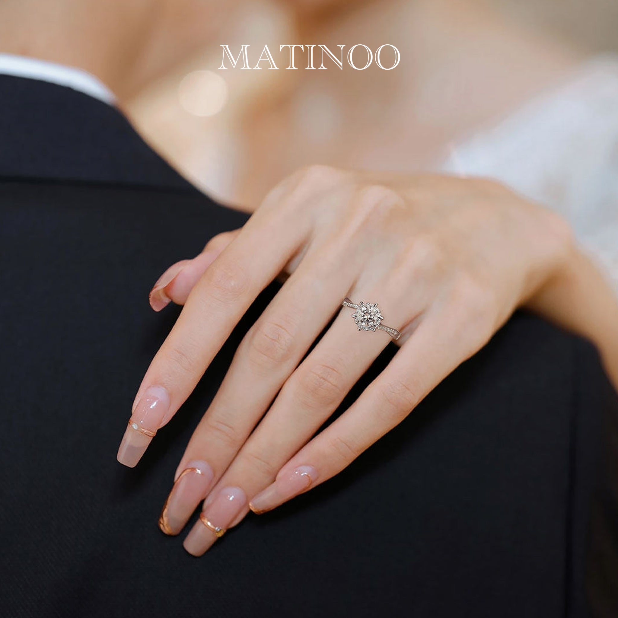 Intertwined Six-Prong Engagement Ring in 18K White Gold