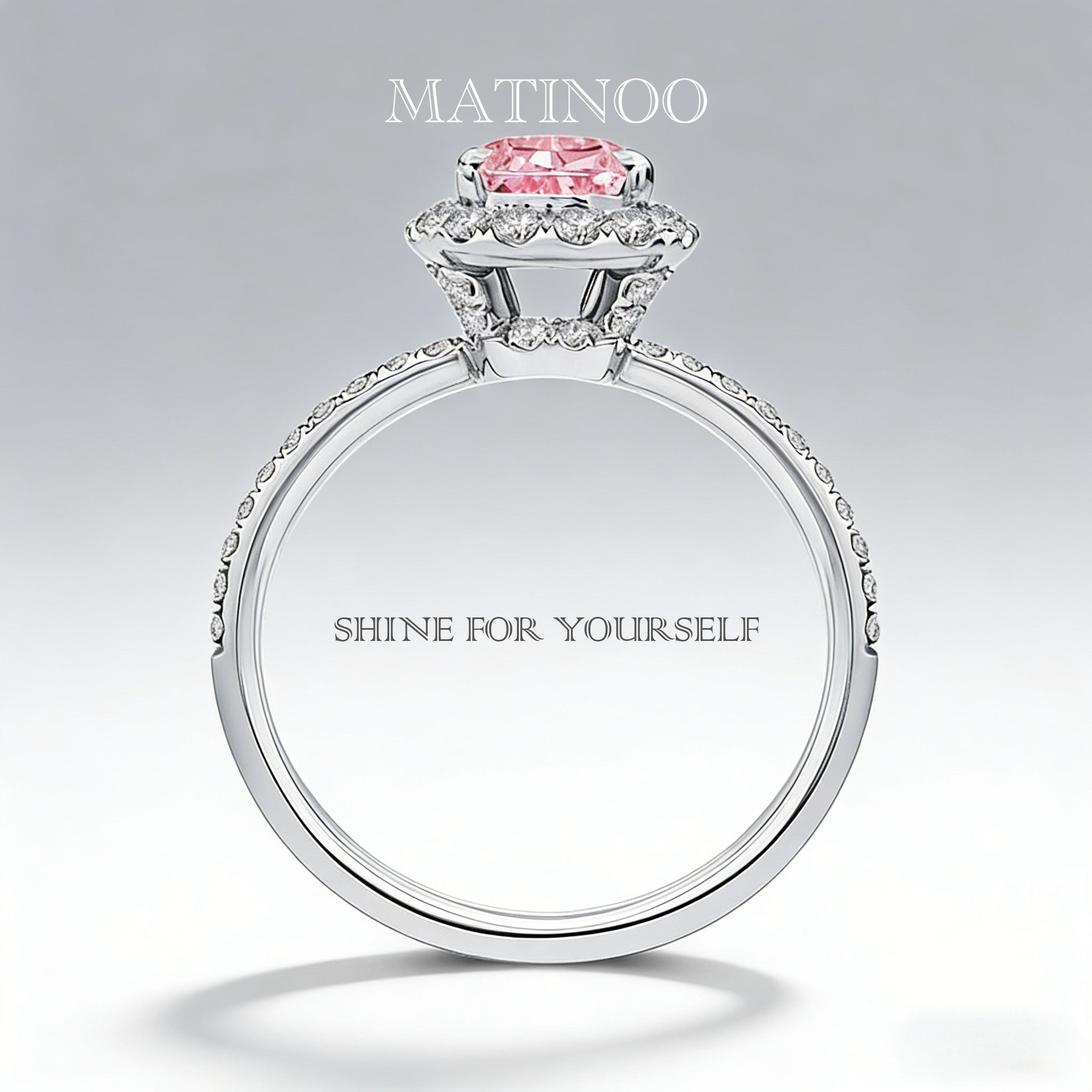 Cushion & Radiant Cut Lab Grown Pink Diamond Cluster Engagement Ring