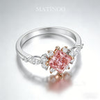 Princess Cut Side Stone Pink Lab Grown Diamond Engagement Ring