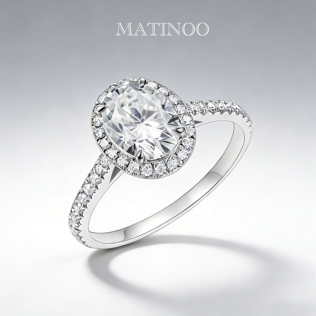 Oval Cut Lab Grown Diamond Halo Engagement Ring
