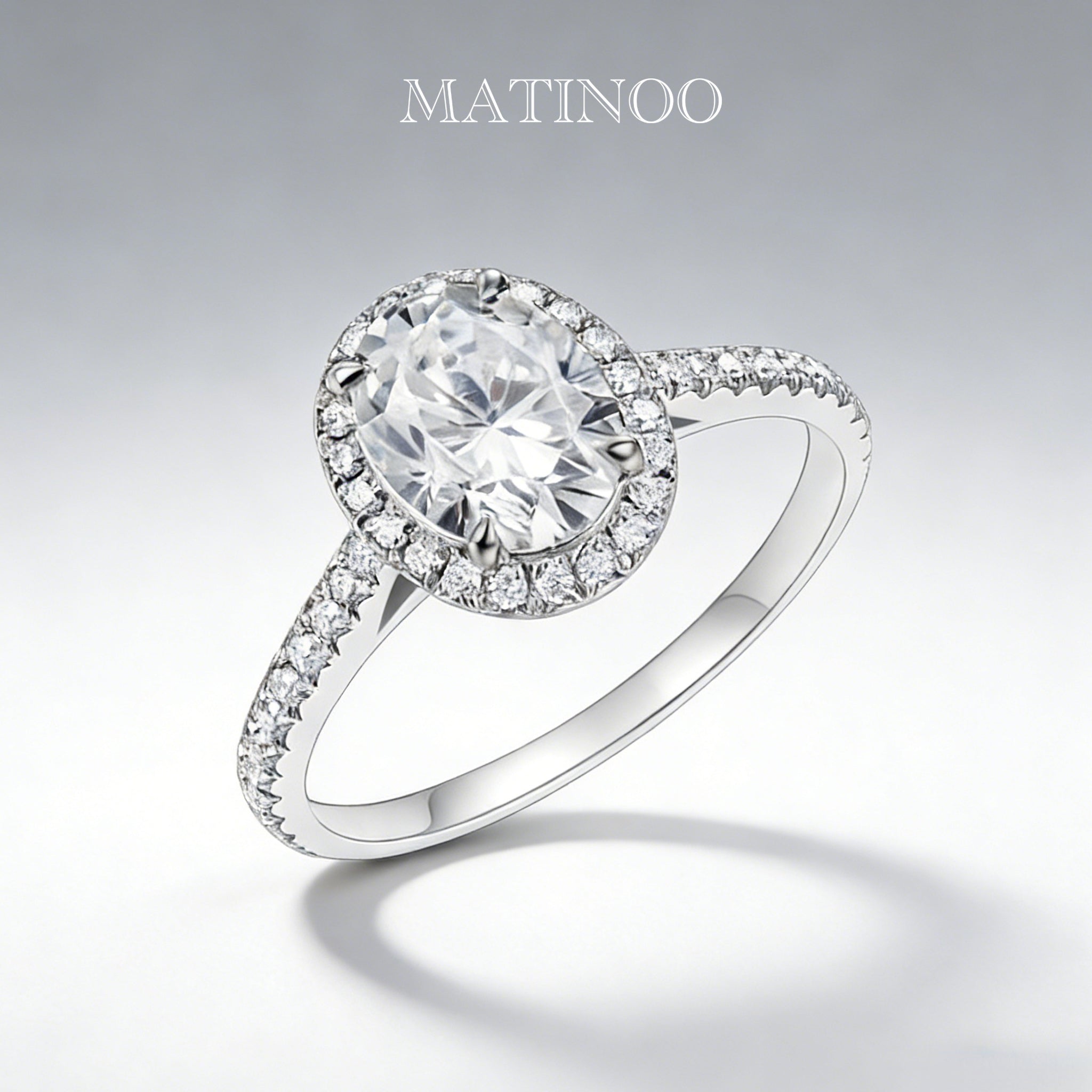 Oval Cut Lab Grown Diamond Halo Engagement Ring