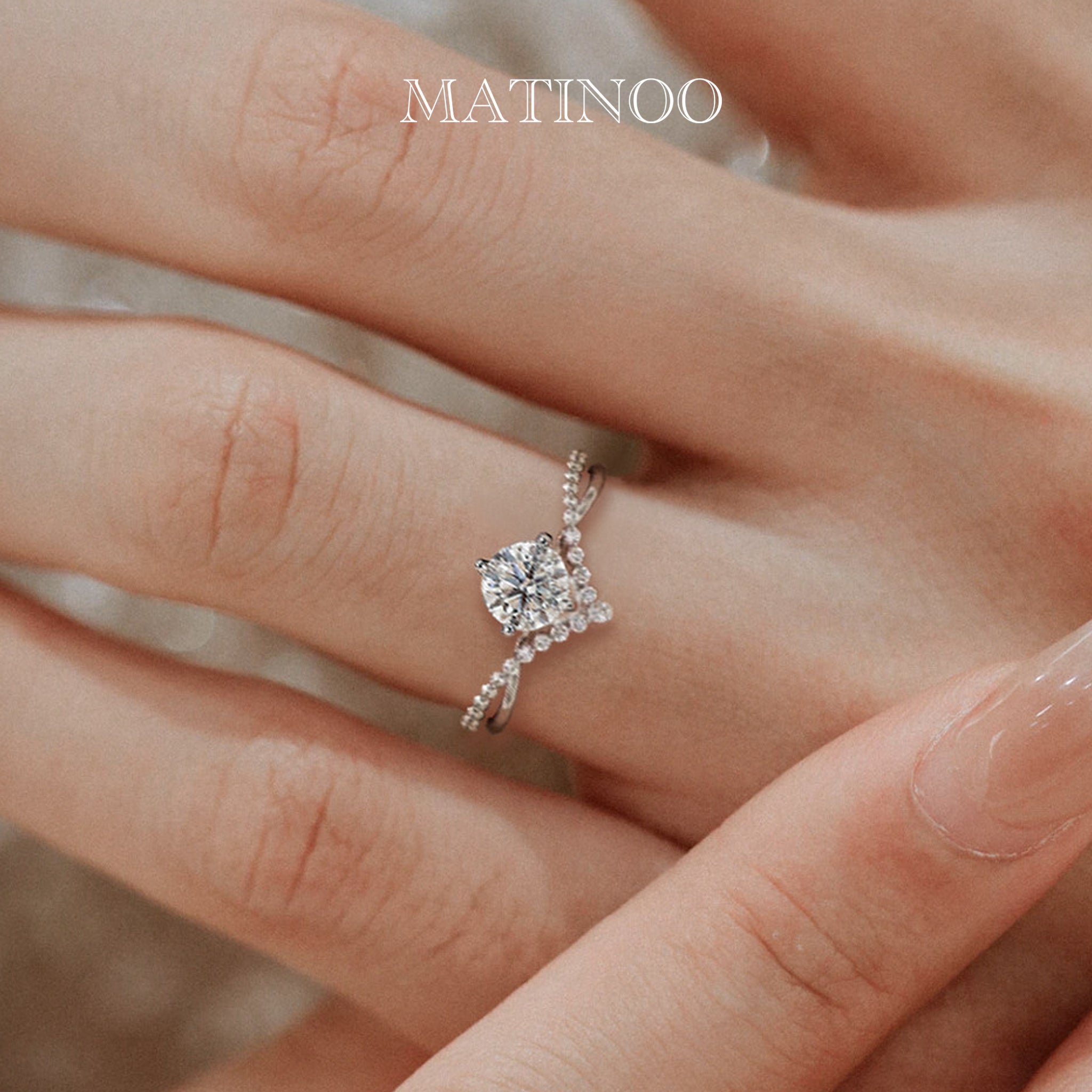 V-Crown Lab Grown Diamond Engagement Ring Wedding Ring