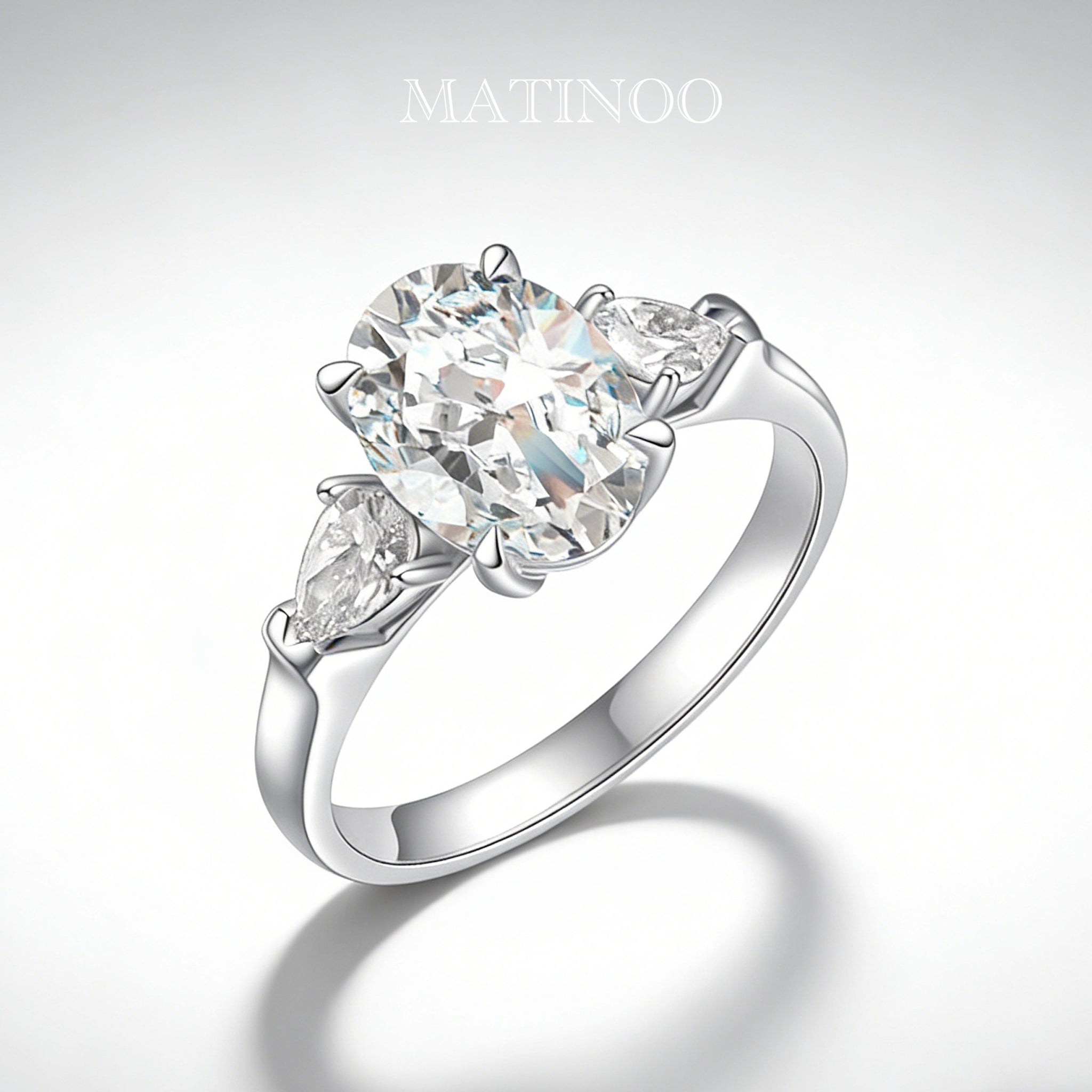 Oval Cut Pigeon Egg Ring - Three Stone Lab Diamond Ring