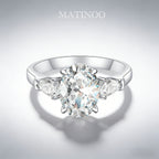 Oval Cut Pigeon Egg Ring - Three Stone Lab Diamond Ring