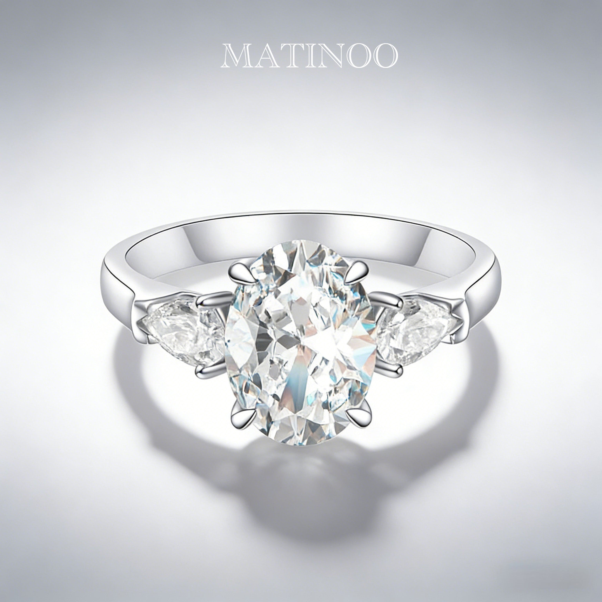 Oval Cut Pigeon Egg Ring - Three Stone Lab Diamond Ring