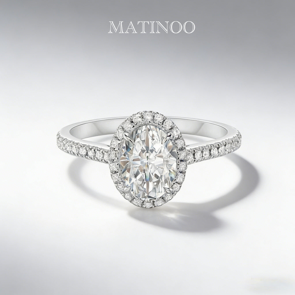 Oval Cut Lab Grown Diamond Halo Engagement Ring