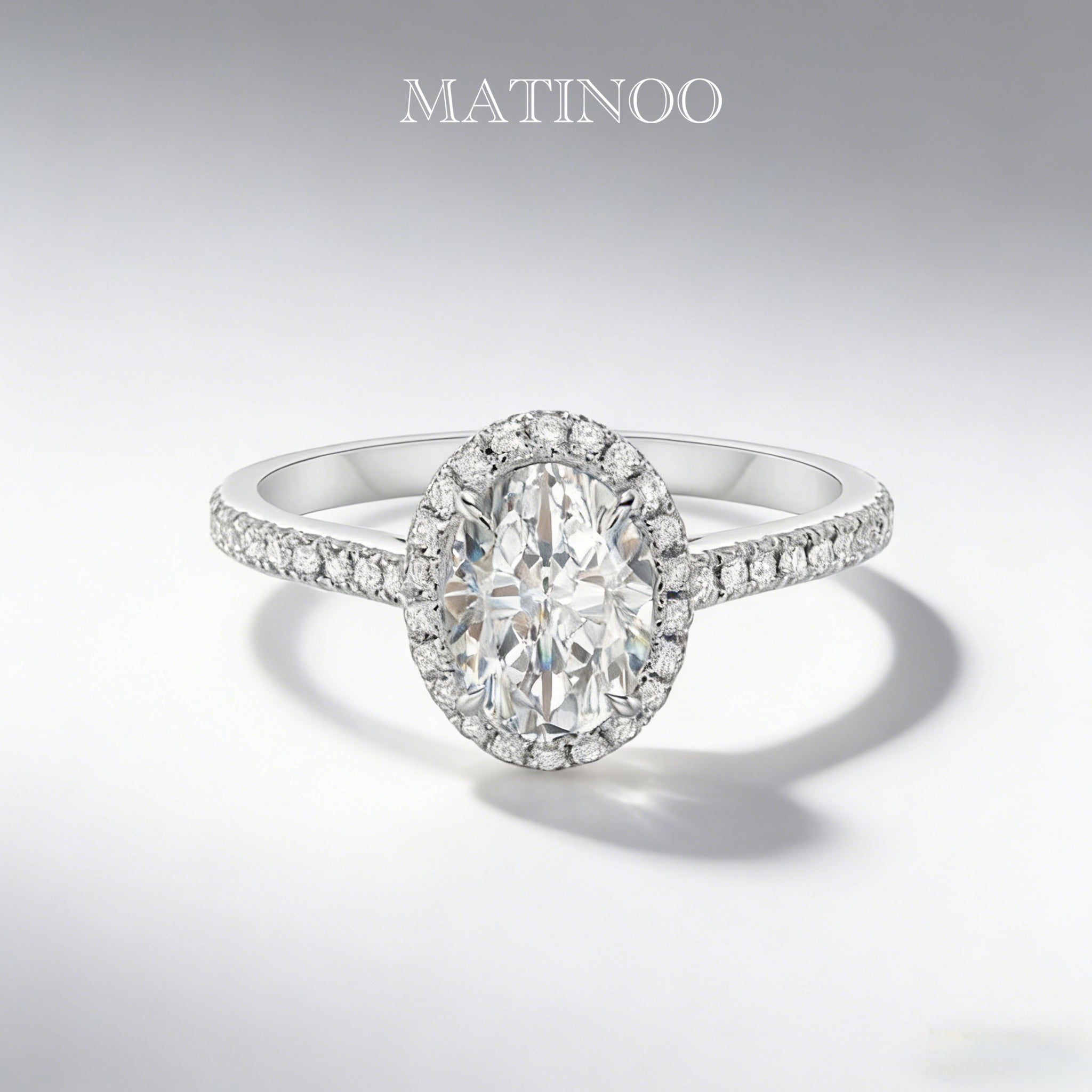 Oval Cut Lab Grown Diamond Halo Engagement Ring