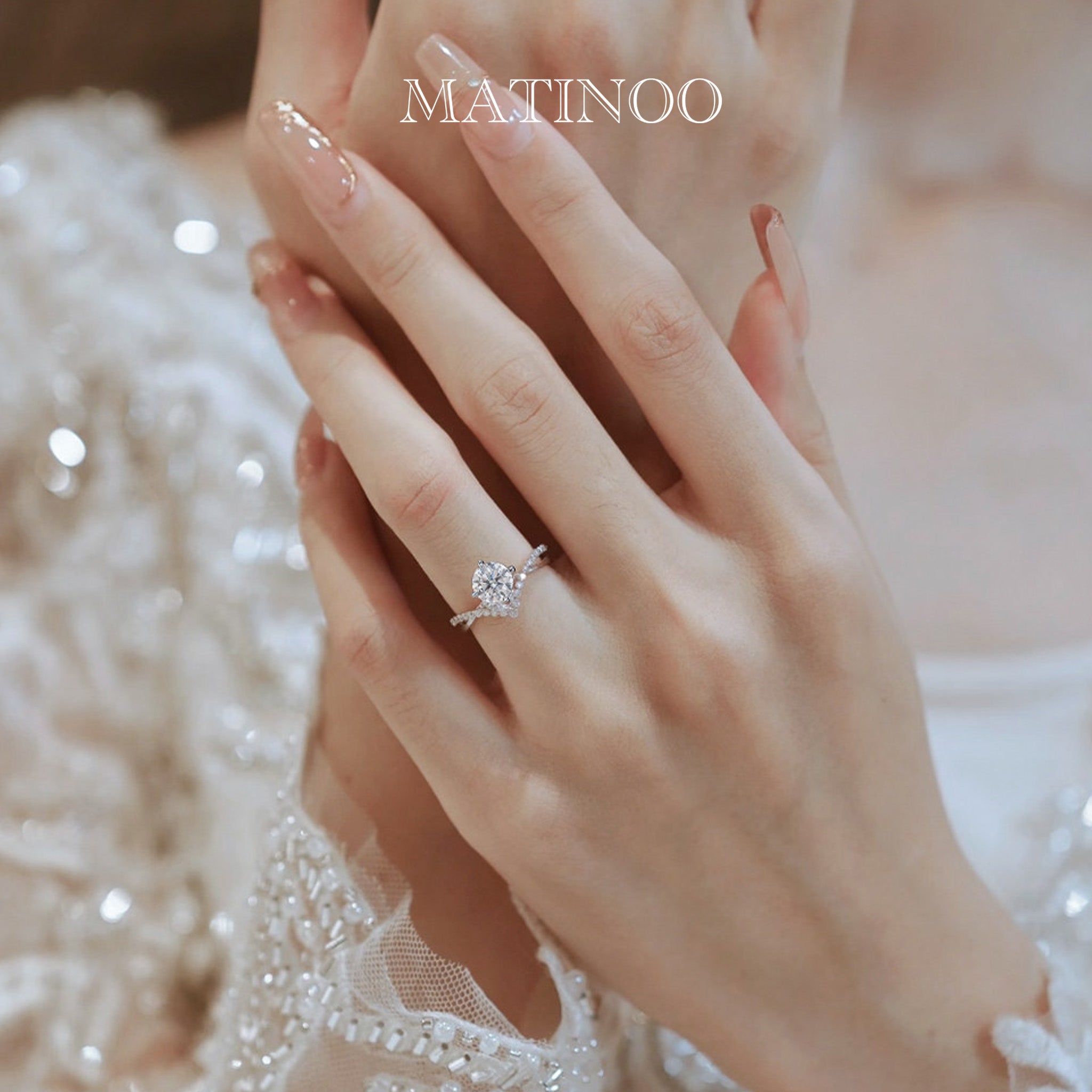 V-Crown Lab Grown Diamond Engagement Ring Wedding Ring