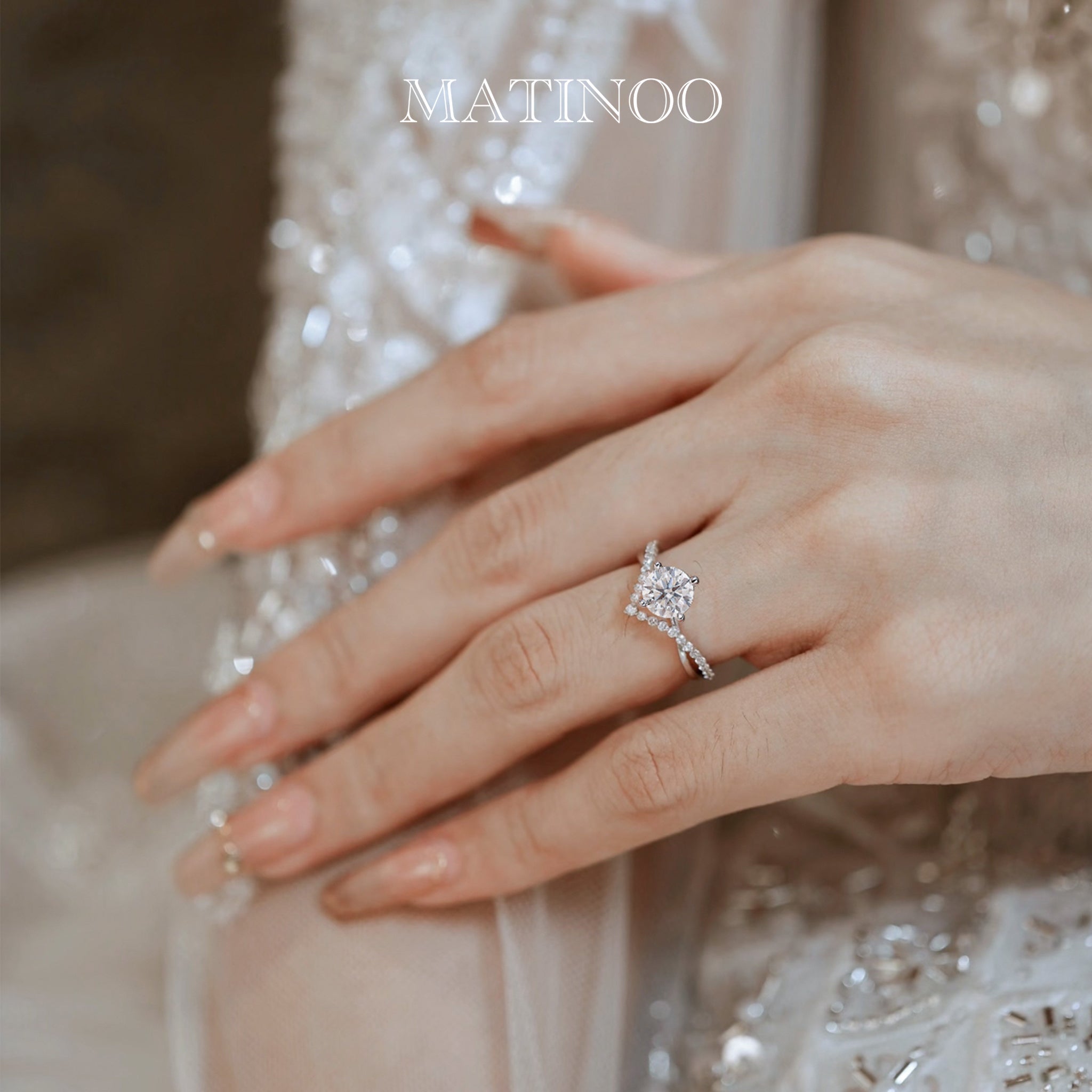 V-Crown Lab Grown Diamond Engagement Ring Wedding Ring