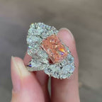 Radiant Cut Pink Lab Grown Diamond Ring in 18K Gold